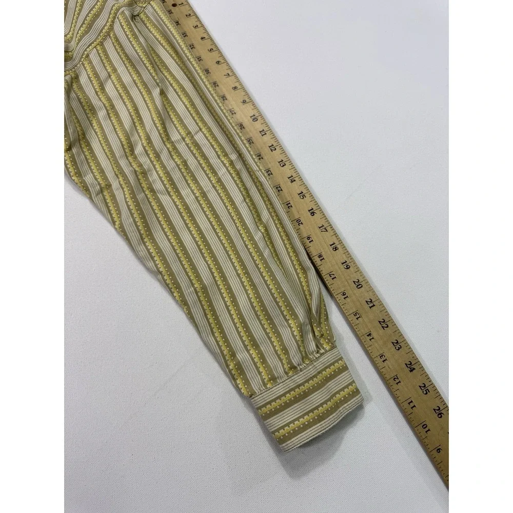 prAna Shirt Men Large Beige Striped Long Sleeve Button Up Outdoor Western Casual